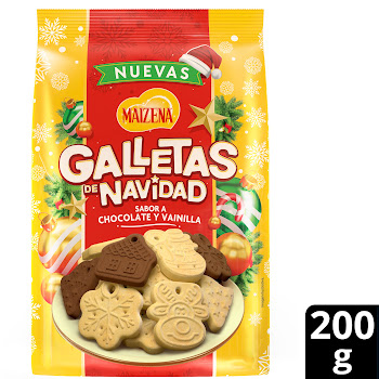Galletas De Navidad Maizena Sabor Chocolate Y Vainilla x 200 gr  