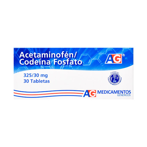 Acetaminofén + Codeína Fosfato AG 325mg/30mg Caja x 30 Tabletas