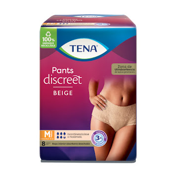 Ropa Interior Absorbente Tena Pants Discreet Beige talla M Paquete x 8 und  