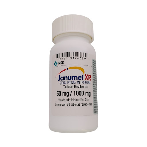 Janumet XR Sitagliptina + Metformina 50mg/1000mg MSD Frasco x 28 Tabletas