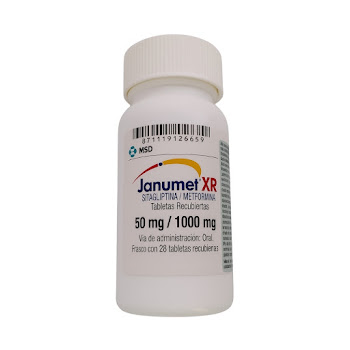 Janumet XR Sitagliptina + Metformina 50mg/1000mg MSD Frasco x 28 Tabletas  