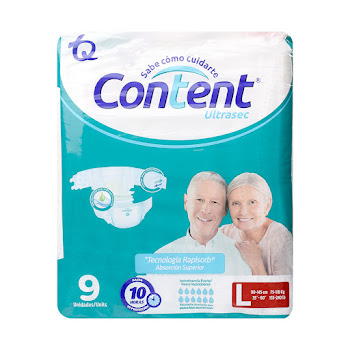 Pañales Adulto Content Ultrasec Talla L Paquete x 9 und  