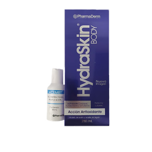 Crema Hydraskin Body Hidratante X280ml + Gel Antibacterial Acemet X 60ml 