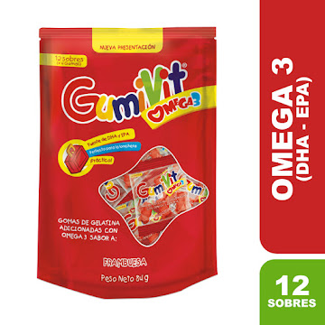 Gumivit Omega 3 Frambuesa Bolsa x 12 Sobres  