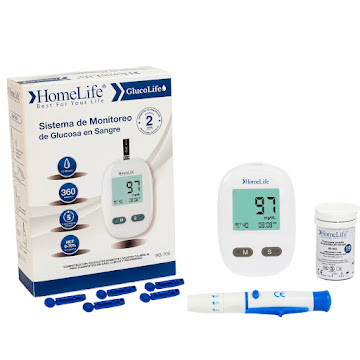 Glucómetro Homelife + 60 Tiras + 60 Lancetas Kit Caja x 3 und  
