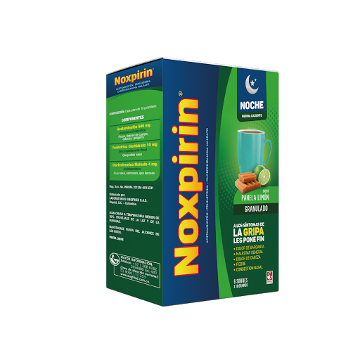 Noxpirin F Adultos Noche Acetaminofen + Fenilefrina 0.5g/0.01g Siegfried Caja x 6 sobres