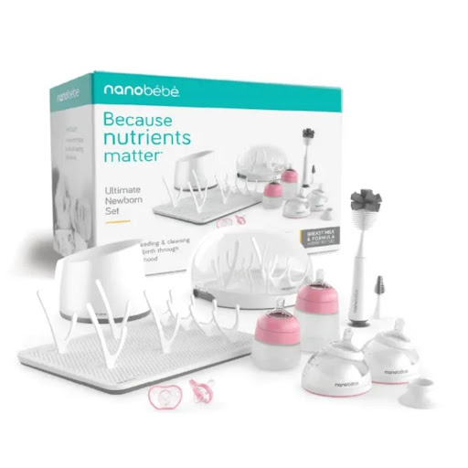 Set Primordial para Recién Nacido - Rosado Nanobébé Caja x 24 el set primordial de alimentación para recién nacidos Nanobébé proporciona a los nuevos padres todo lo necesario para alimentar con éxito al bebé con biberón o con una alimentación combinada. Facilita