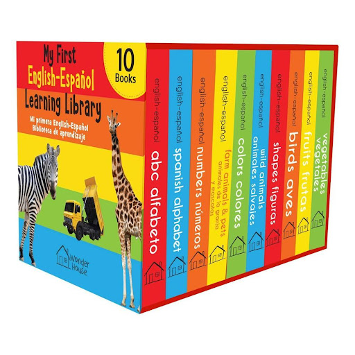 My First English - Español. Learning Library. 10 Books Wonder House Libro x 1.0 My First English-Español Learning Library   This is a wonderful collection of 10 board books to introduce kids to basic concepts and everyday objects in English and Spanish. It comes packed with well-