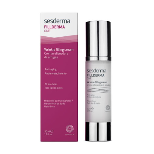Crema Sesderma Fillderma One Rellenadora de Arrugas 50Ml Sesderma Envase con valvula x 1 Relleno de todo tipo de arrugas y efecto tensor. Prevención y tratamiento del envejecimiento cutáneo. Reduce eficazmente la pérdida de colágeno, elastina y ácido hialurónico en la piel, mitigando visi