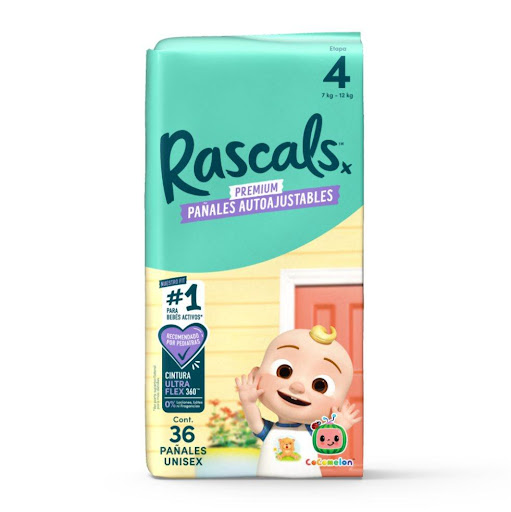 Pañales Rascals Cocomelon Panty T_4 Bebé 7-12 Kg x 36 Unds Rascals Paquete x 36 Pañales Rascal, el pañal con el mejor desempeño! 
Los padres no somos sabios, serenos y no lo tenemos todo resuelto, pero si sabemos que la vida es lo suficientemente complicada para tener que lidiar 