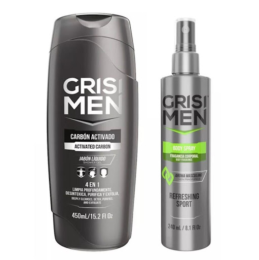 Jabon Liquido de Carbón Activado  4 en 1 Caballero 450 ml + Splash Corporal 240 ml- Grisi Grisi unidad x 2 Und Siéntete Limpio y con un Agradable aroma todo el día, con Jabón Liquido Caballero 450 ml + Fragancia Corporal 240 ml- Grisi

Lleva dos Productos: 

1. La Fragancia Corporal Masculina Body Spray Grisi 