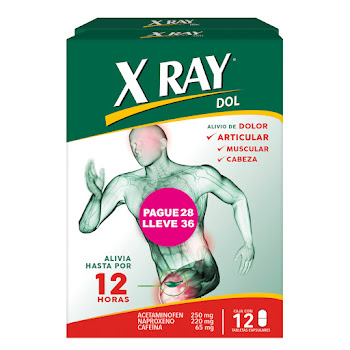 Oferta X Ray Dol   Acetaminofen +Naproxeno +Cafeina Genomma Pague 28 Lleve 36 