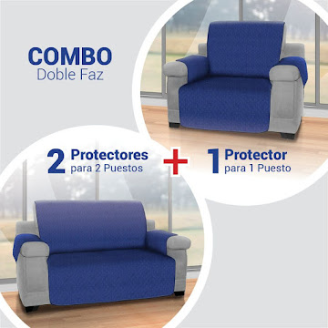 Solo Online Combo Azul: Protector   Sofá 1 Puesto +2 Cubre Sofá 2 Puestos Energy Plus 