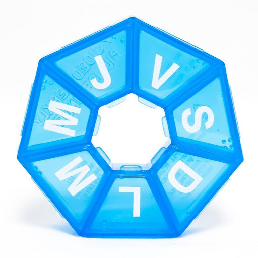 Pastillero Semanal 7 Lado Import APOTHECARY  x 1 Pastillero semanal 7 dias con seguro que evita que las píldoras se salgan del pastillero y se caigan dentro de sus bolsas, portafolios o maletas.