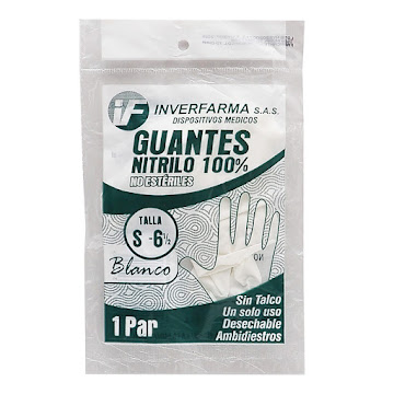 Guantes De Nitrilo Inverfarma Talla S Blanco x 1 und  