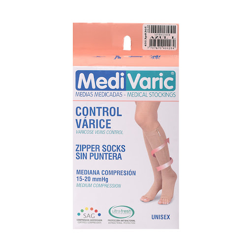 Medias Medivaric Unisex Cremallera 15-20 Azul Talla L