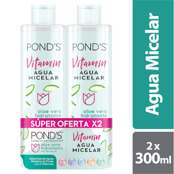Agua Micelar Ponds Aloe Vera 300 ml x 2 und  