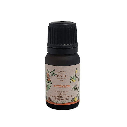 Aceite esencial Actívate mandarina limón y bergamota para difusor x 10 ml El Jardín de Eva botella x 1 El Aceite para Difusor Actívate está elaborado con aceites esenciales puros de mandarina, limón y bergamota, una combinación cítrica y vibrante pensada para acompañar el inicio del día con energía y f