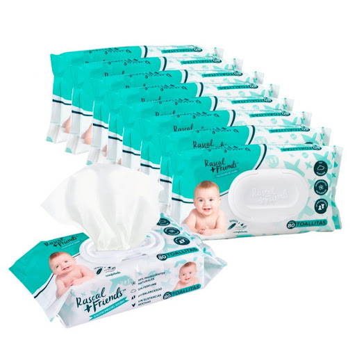 Set Pañitos Humedos Rascals Baby 720 Unds - 9 Pq X 80 Rascals Baby Set por 9 Paquetes x 80 