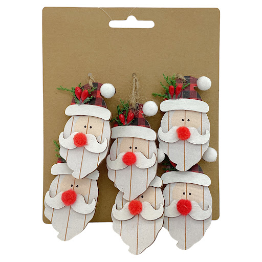 Adorno Navideño Santa en Madera Para Colgar x 6 und 