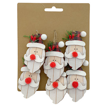 Adorno Navideño Santa en Madera Para Colgar x 6 und   