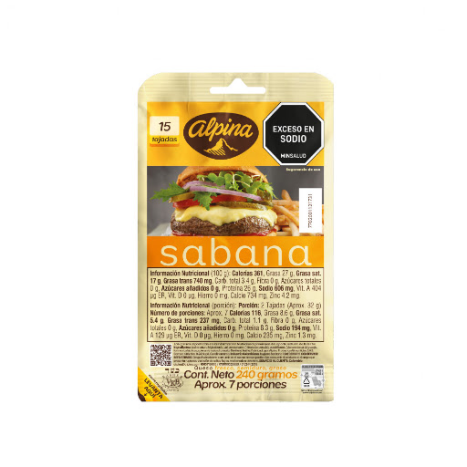 Queso Sabana Alpina   Tajado x 240 gr