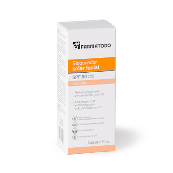 Bloqueador Solar Facial Farmatodo Spf 50+ Con Color Ácido Hialurónico Frasco x 50 ml  