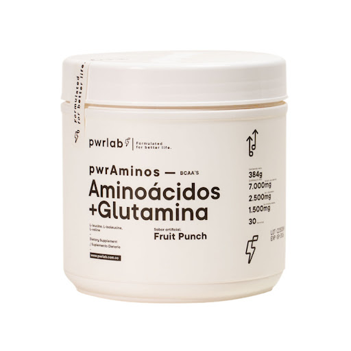 Suplemento Dietario Aminoácidos + Glutamina BCCA + Glutamina 7g/2g Pwrlab Frasco x 384 gr