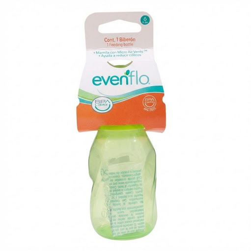 Biberon 4 Onzas Twist Verde - Evenflo Evenflo Frasco x 1 Und Biberón Twist Entintado 120ml/4oz
Biberón con botella twist hexagonal de polipropileno entintado.

Mamila anatómica de silicón grado alimenticio, con alas que se adaptan a las comisuras de la boca de 