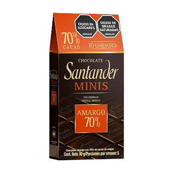 Chocolatina Santander Minis Dark Amargo 70% Barra x 90 gr  