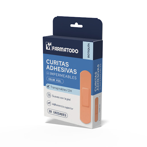 Curitas Adhesivas Impermeables Color Piel Farmatodo x 20 Unds