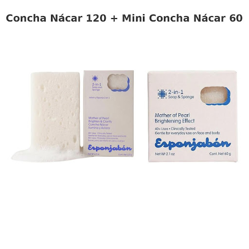 KIT X 2 Esponjabon Concha Nácar + Concha Nácar 120 ml (Concha Nácar 120g 1 und y Mini Concha Nácar 60g 1 und) Esponjabon 120g x 1 undefined