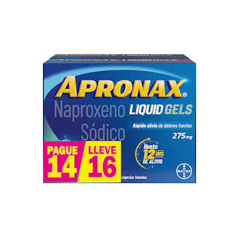 Apronax Naproxeno Sódico 275 mg Liquid Gel Caja x 16 Cápsulas  