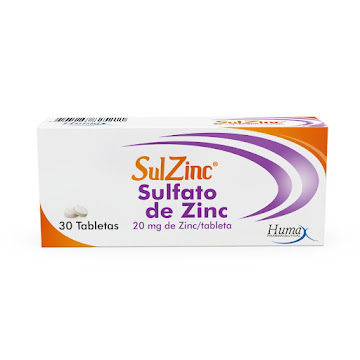 Sulfato De Zinc Sulzinc 20 mg Caja x 30 Tabletas  