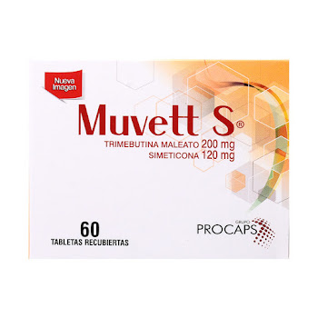 Muvett S Trimebutina Maleato + Simeticona 200mg/120mg Procaps Caja x 60 Tabletas  