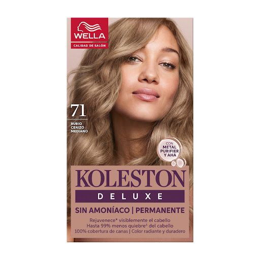 Kit Tinte Koleston Deluxe 71 Rubio Cenizo Medio Permanente Sin Amoniaco Caja x 1 und