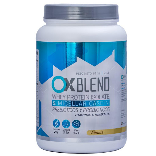 Proteína Ox Blend Vainilla 2 libras Ox Blend Envase plástico x 1 Recuperación rápida y efectiva
27 g de proteína (90 % whey isolate + caseína) + 4,7 g de BCAAs → repara microdesgarros, acelera la regeneración muscular y te prepara para volver a entrenar sin limitac