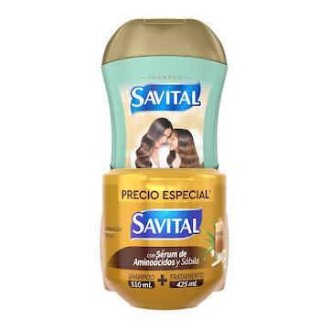 Promoción Shampoo Savital Sérum de Aminoácidos x 510 ml + Tratamiento Savital Sérum de Aminoácidos x 425 ml  