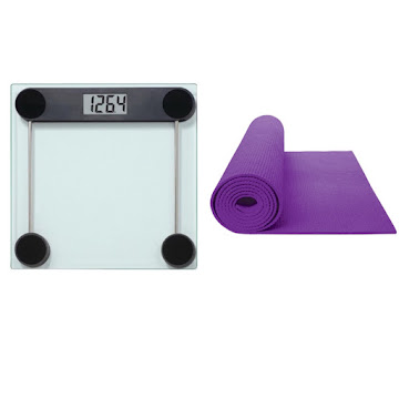 Solo Online Bascula Extragrande   Plataforma Vidrio Templado 6mm + Colchoneta Yoga Color Morado 
