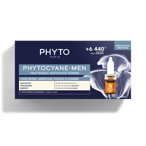 Tratamiento Phytocyane Anticaída Progresivo Hombre PHYTO caja con 12 Ampolletas x 1 innovación PATENTADAUn concentrado de activos de origen natural para una eficacia triple acción.CAÍDA FRENADA, CRECIMIENTO ESTIMULADO, CABELLO SUBLIMADO.Caída Frenada+ 6 440 cabellos tras 6 semanas(1)