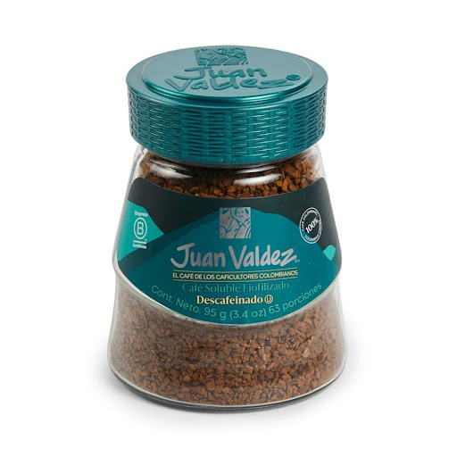 Café Juan Valdez Liofilizado Descafeinado 95gr Juan Valdez Bolsa 95 GR x 1 Café Juan Valdez Liofilizado Descafeinado 95gr   Café Premium 100% Colombiano Excelso. ¡Fácil de preparar!   El Café Liofilizado Descafeinado, es un café soluble que ha sido sometido a un proceso de d