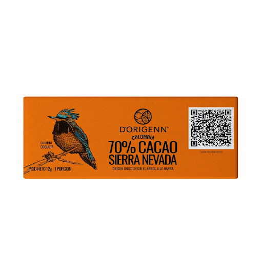 BARRA DE CHOCOLATE DORIGENN 70% SIERRA NEVADA 12 GRM x 20 und D-ORIGENN CAJA x 20 Chocolate Premium en diferentes % de cacao que te otorgan una gran variedad de notas, sabores y aromas distintivos de cada región