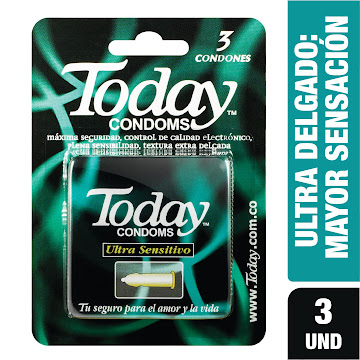 Condón TODAY   Preservativo Ultra Sensitivo x3Und.                       