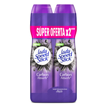 Oferta Desodorante Lady Speed Stick Carbon Absorb Espray x 91 g pack x 2 und  