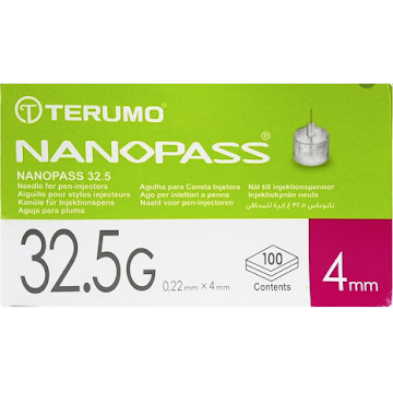 Agujas Nanopass Terumo 32.5g x 4 Mm Caja x 100 und  