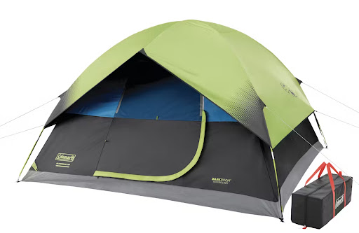Carpa Coleman Sundome Dark Room para 6 personas Coleman Caja x 1 La tienda de campaña Coleman® para 6 personas Sundome® Dark Room™ Dome bloquea el 90 % de la luz solar para que pueda acostar a los niños temprano o dormir después del amanecer. También reduce el calo