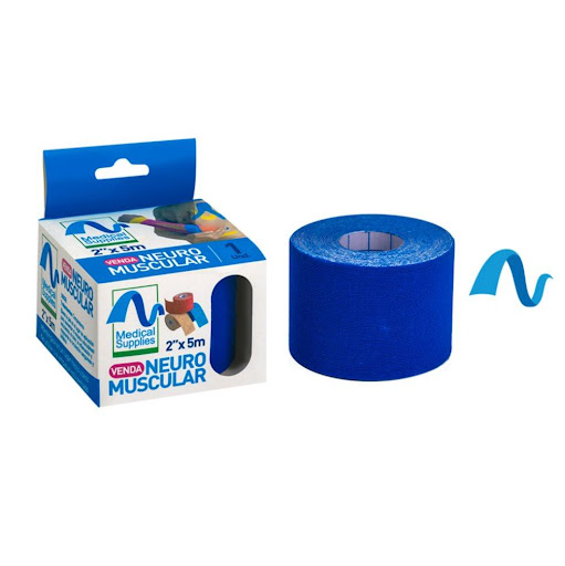 Venda Neuromuscular Color Azul de 2" x 4.5 Mtrs  Pte x 2 Unds Medical Supplies  Pte x 2 Unds  x 2 Venda neuromuscular elástica diseñada para brindar soporte muscular y articular sin limitar el movimiento. Fabricada con material flexible y transpirable que se adapta a la piel, ayudando a mejorar la