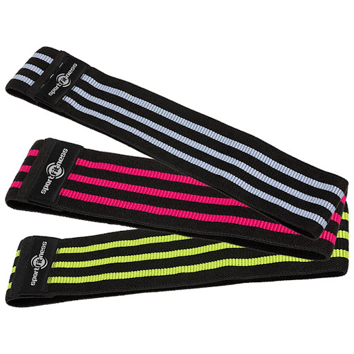 SET BANDAS ELASTICAS TELA SPORT Sport Fitness Individual x  ?Las bandas elásticas de tela son herramientas versátiles utilizadas en ejercicios de resistencia, rehabilitación y tonificación muscular. Fabricadas en materiales como poliéster y látex, ofrecen dura