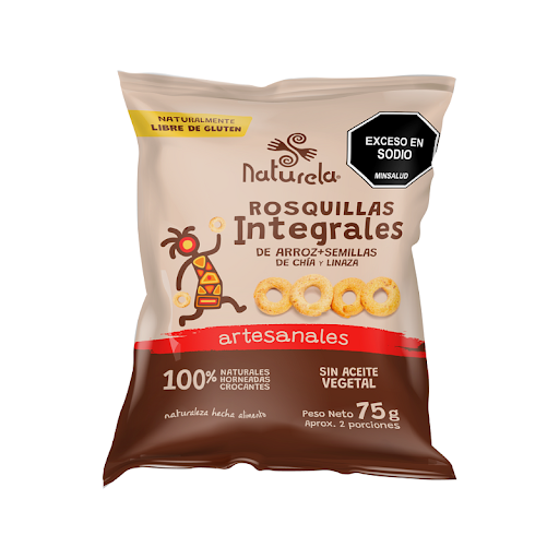 Pasabocas Naturela Rosquillas Integrales Arroz Chía Y Linaza x 75 gr