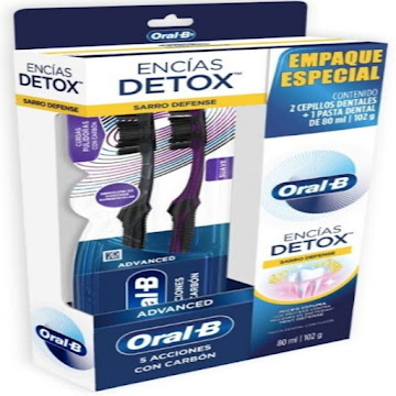 Crosspack Crema Detal Oral B Detox x 80 ml + Cepillo Carbón Caja x 2 und  